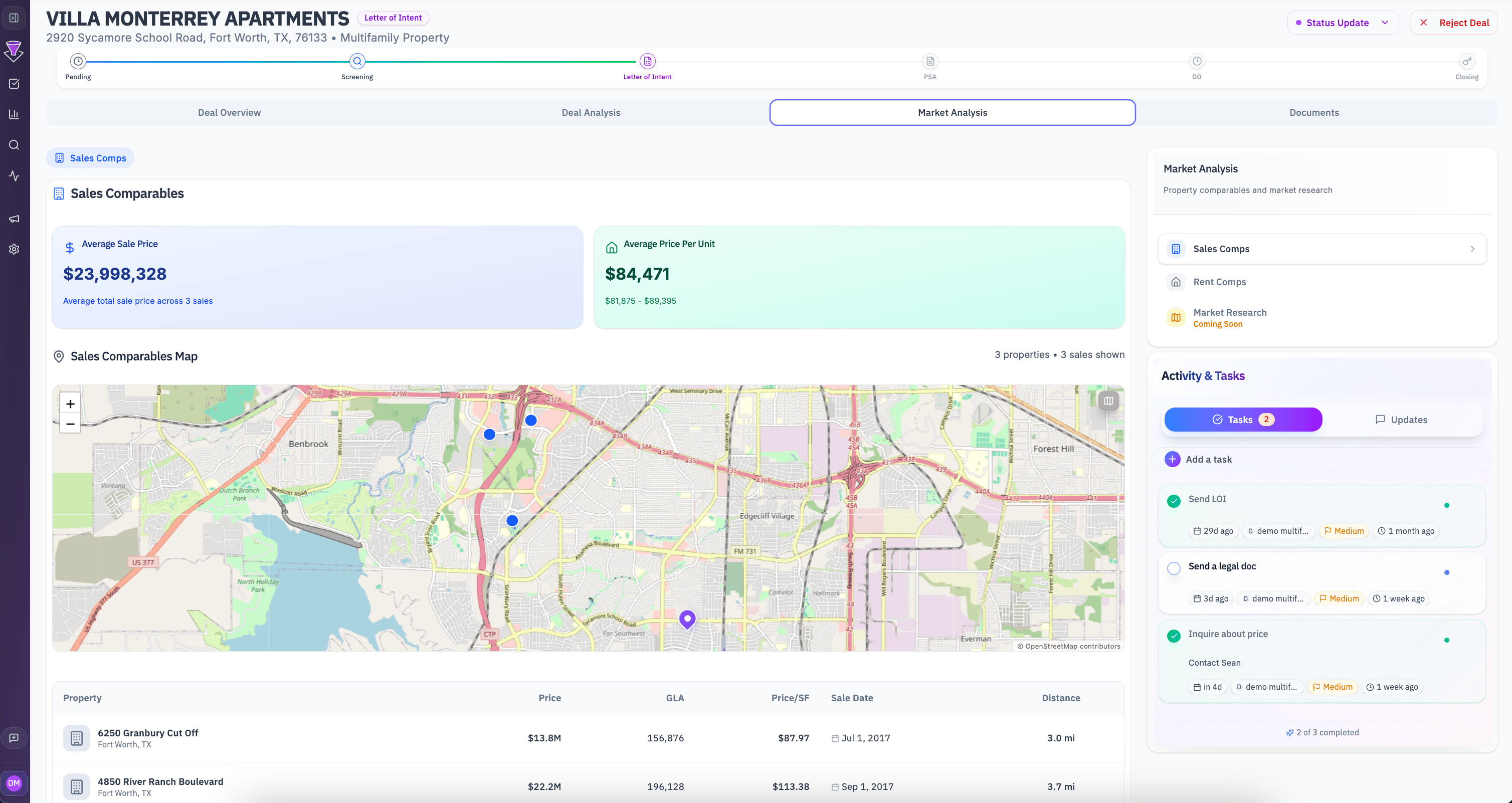 Comparable property analysis for CRE valuation